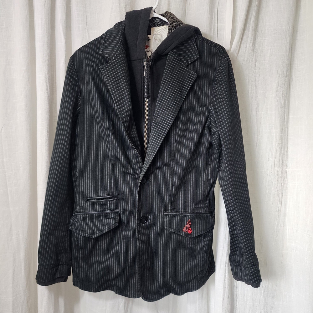 Y2K Volcom PAVD Charcoal Pinstripe Blazer